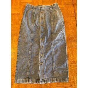 Happily Grey Denim midi skirt S